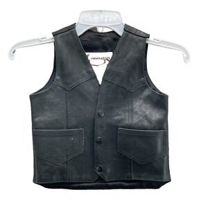 VTG Genuine Leathers Vest Youth 8 Motorcycle Biker Western Cowboy 90's Edgy USA